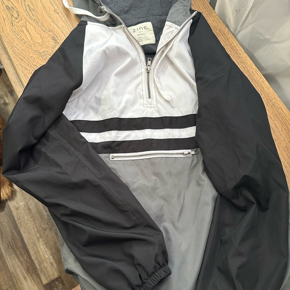 Zine Black and White Windbreaker Jacket